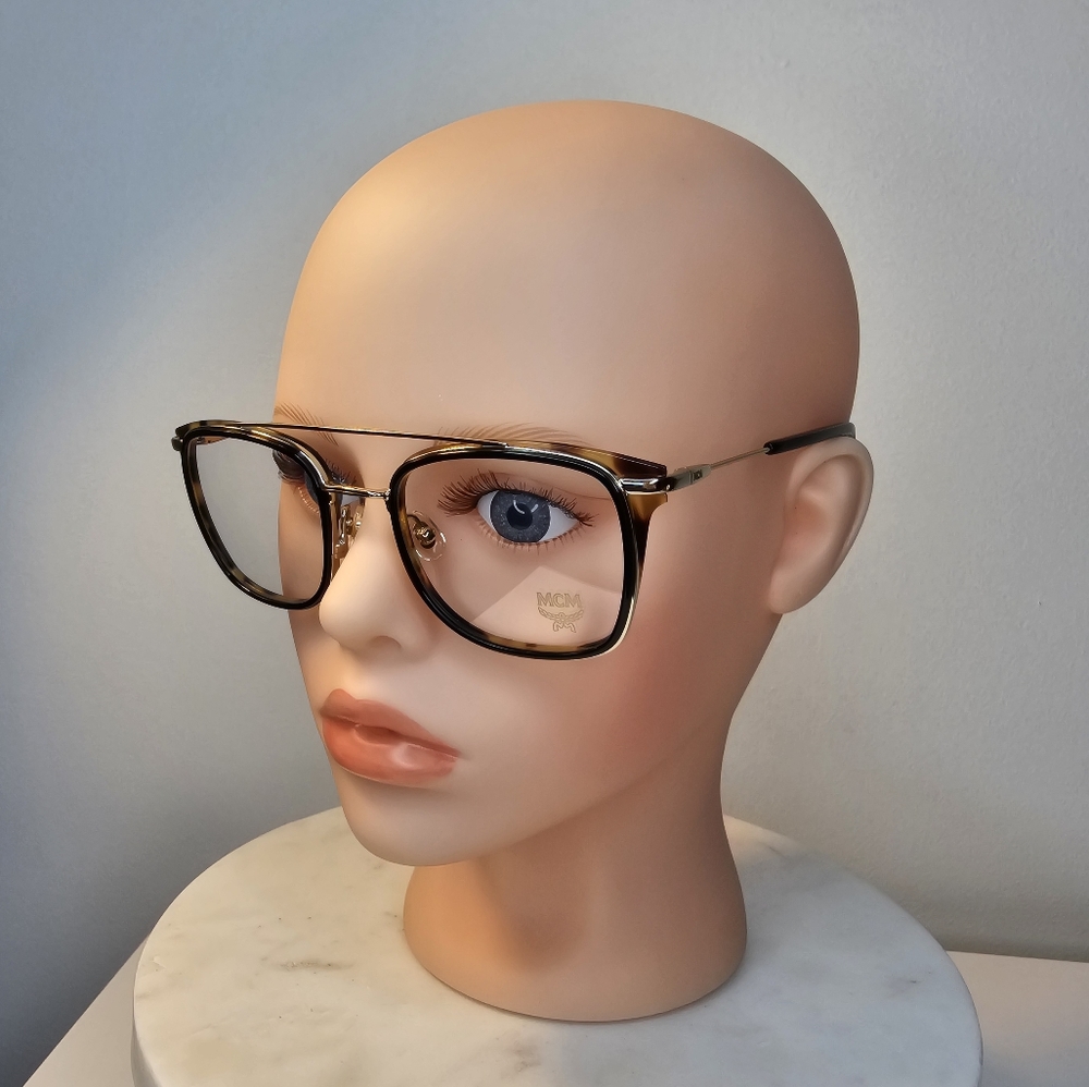 MCM Women's 53 mm Black & Havana Horned Aviator Style Eyeglasses Frames - Picture 5 of 15